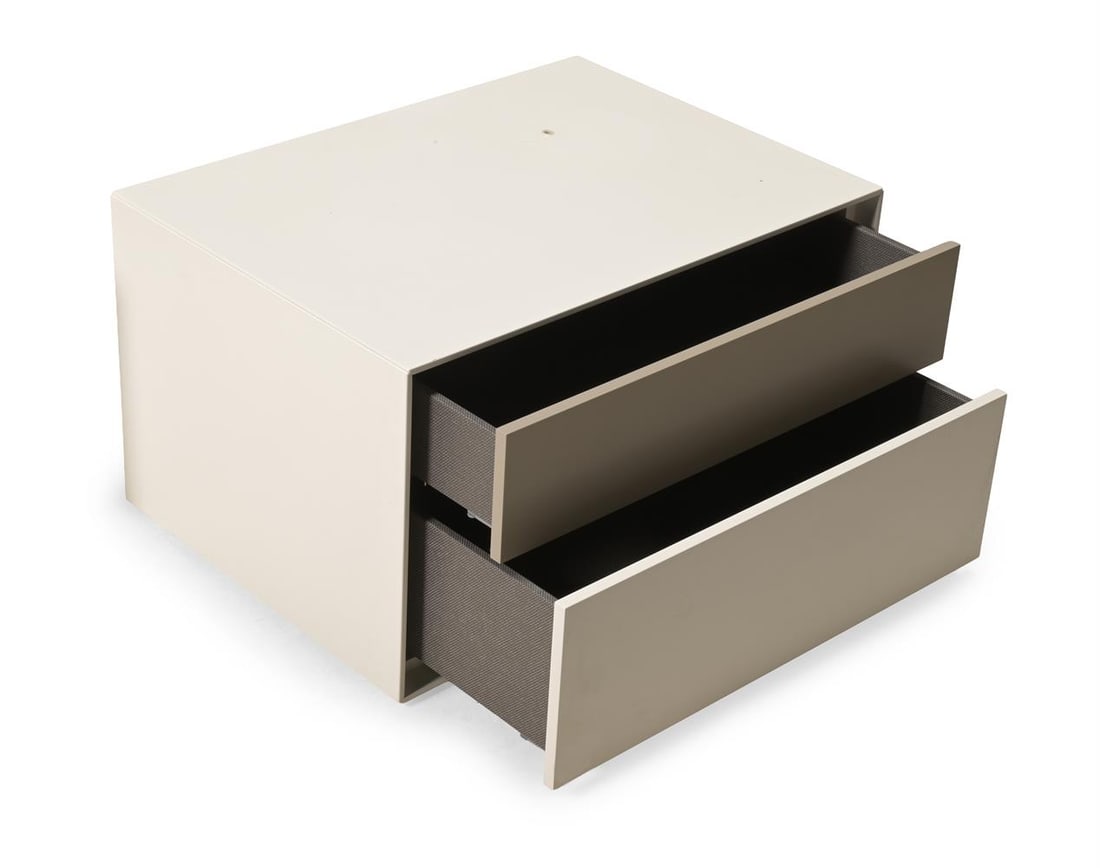 A PAIR OF B&B ITALIA 'DADO' GREY AND WHITE LAMINATE BEDSIDE TABLES, MODERN - 2