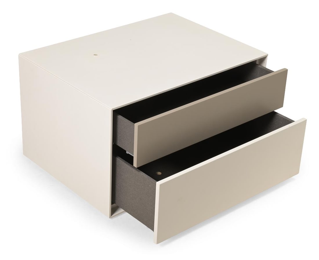 A PAIR OF B&B ITALIA 'DADO' GREY AND WHITE LAMINATE BEDSIDE TABLES, MODERN - 3