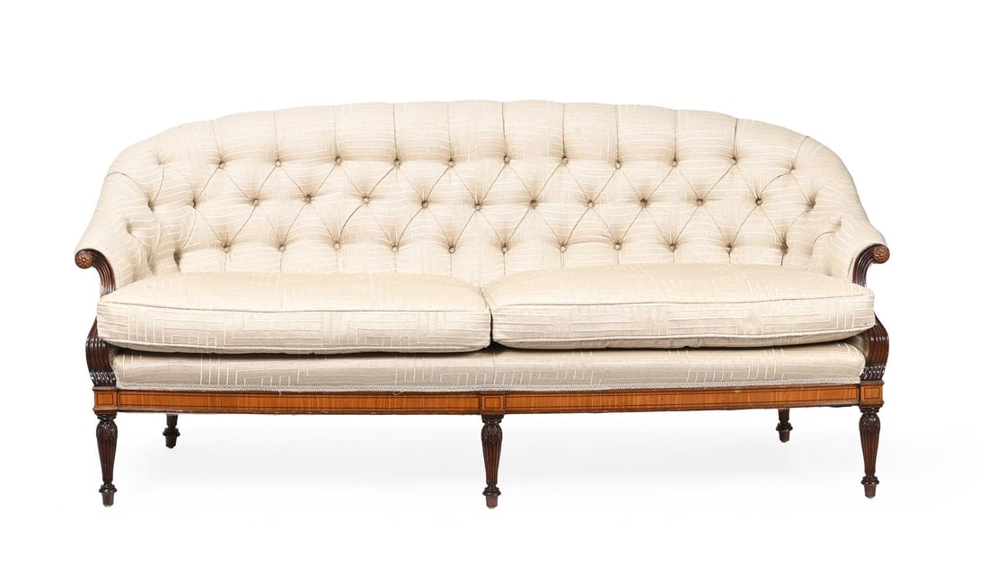 Y A MAHOGANY AND SATINWOOD CROSSBANDED NEOCLASSICAL SOFA, ITALIAN, LAST QUARTER 19TH CENTURY (1 of 3)