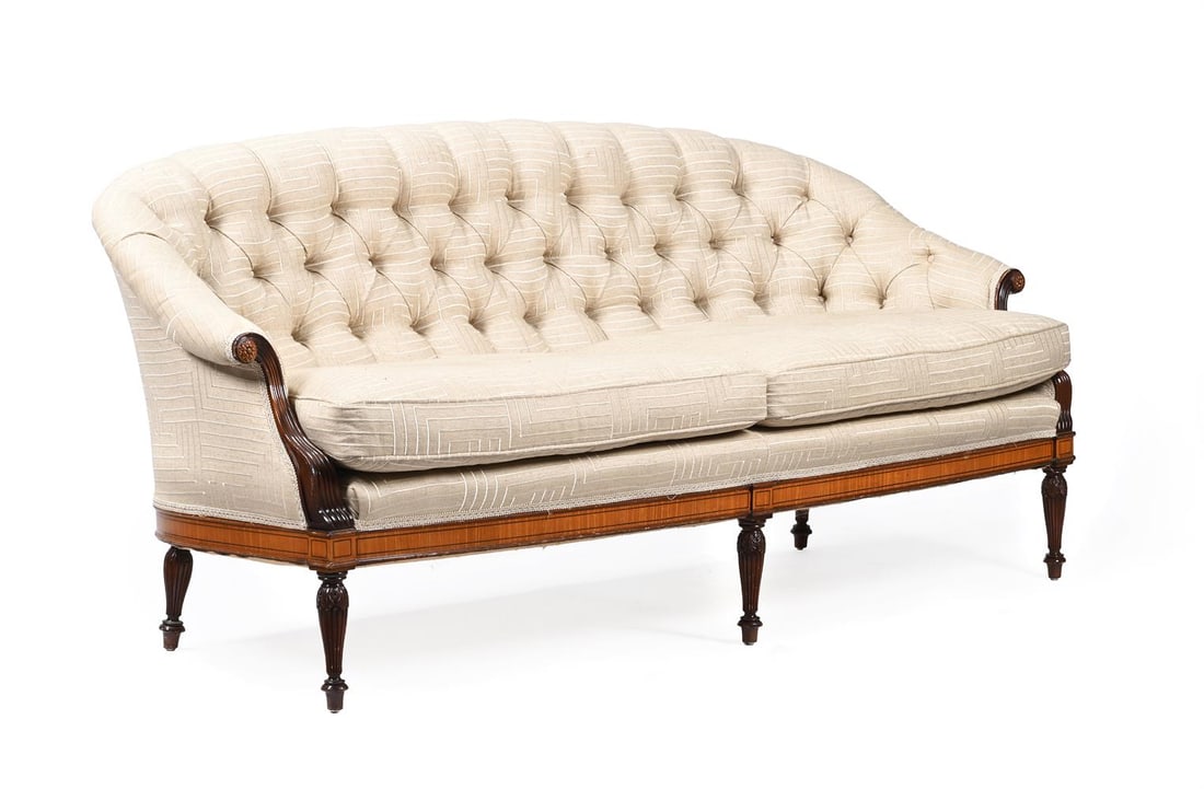 Y A MAHOGANY AND SATINWOOD CROSSBANDED NEOCLASSICAL SOFA, ITALIAN, LAST QUARTER 19TH CENTURY - 2