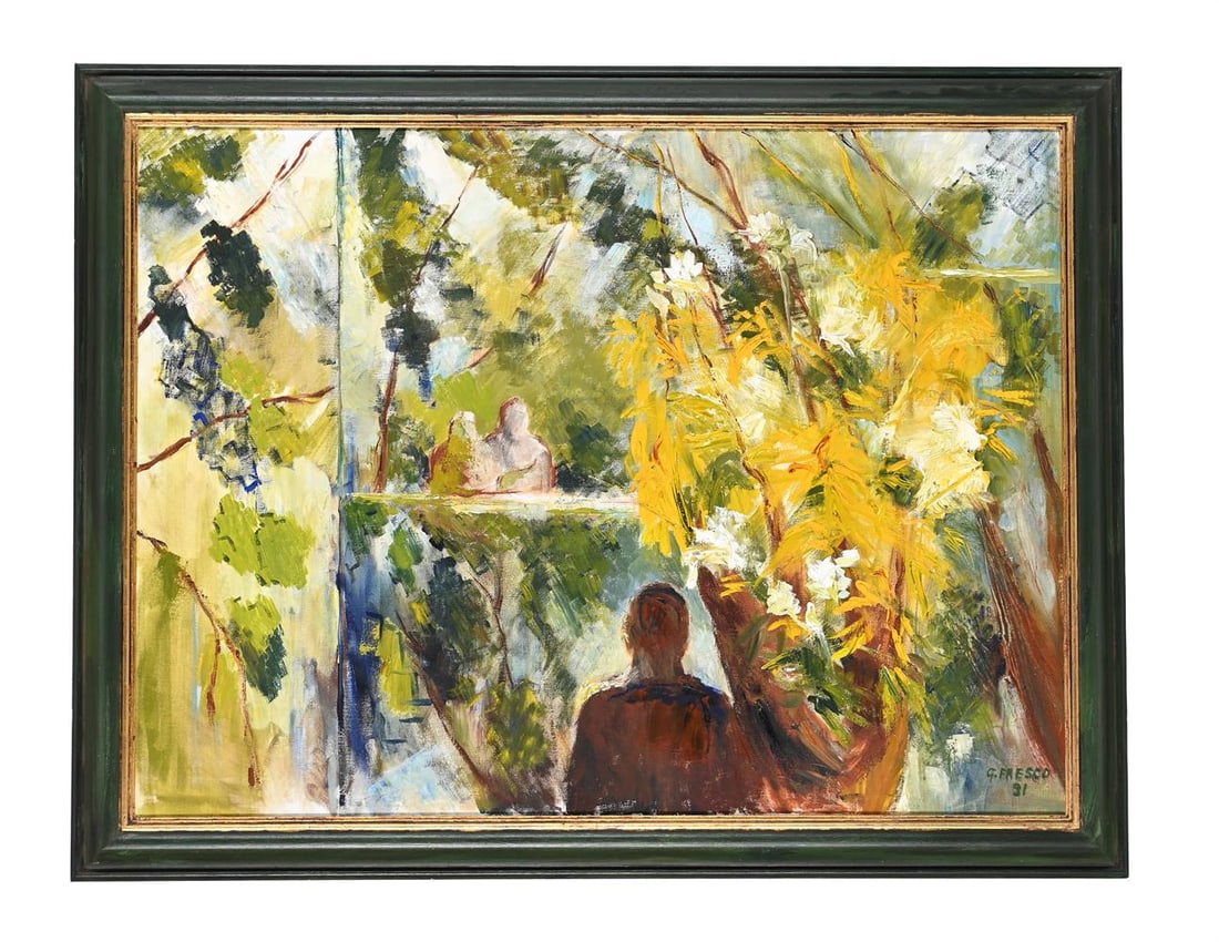 G. FRESCO (ITALIAN 20TH CENTURY), THE GREENHOUSE: G. FRESCO (ITALIAN 20TH CENTURY) THE GREENHOUSE Oil on canvas Signed and dated 91 (lower right) 75 x 100cm (29½ x 39¼in.) Condition Report: PLEASE NOTE: ALL LOTS ARE LOCATED AT SACKVILLE