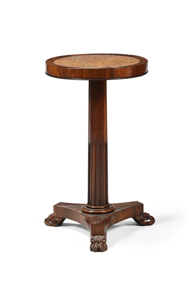 Y A WILLIAM IV ROSEWOOD AND MARBLE INSET OCCASIONAL TABLE OR KETTLE STAND, CIRCA 1835 - 2