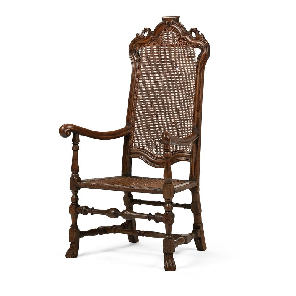 A WILLIAM AND MARY LARGE OPEN ARMCHAIR, CIRCA 1690 (1 of 3)