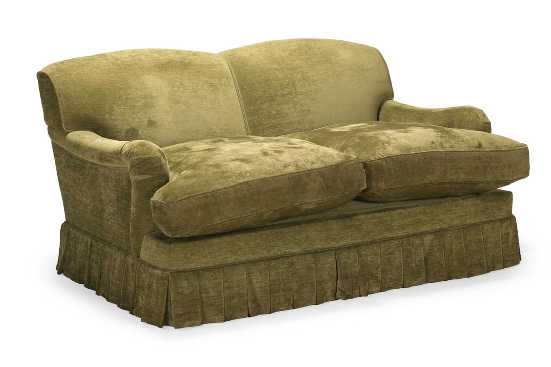 A GEORGE SMITH GREEN TWO SEAT SOFA BED, CIRCA 2021 (1 of 2)