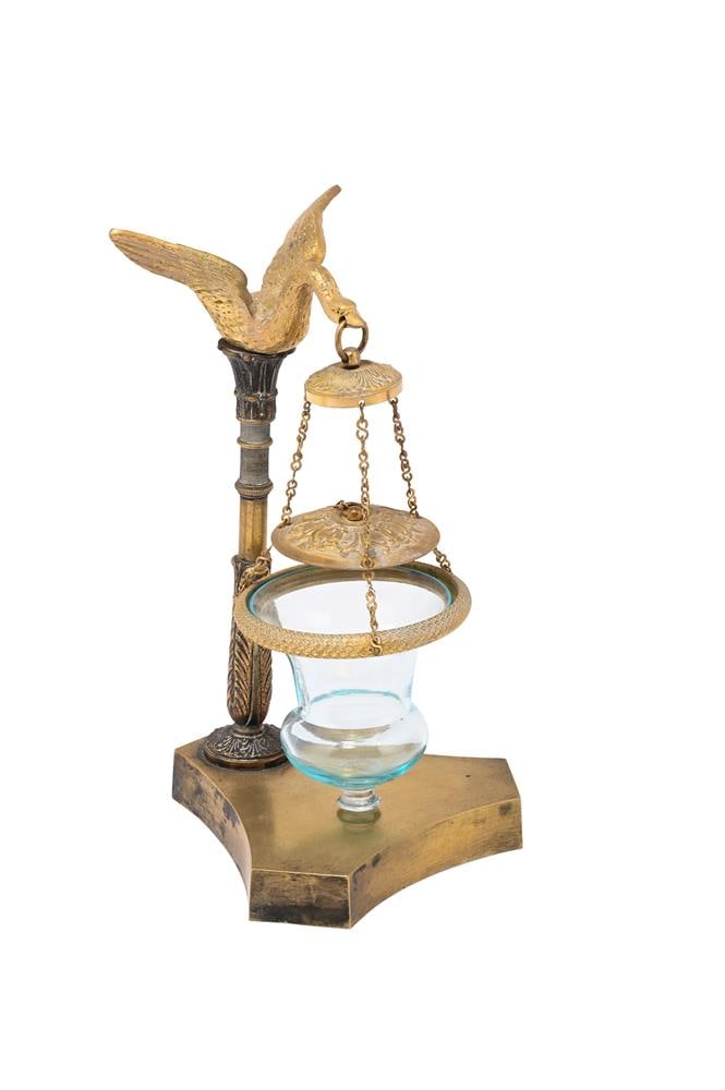 A SECOND EMPIRE ORMOLU AND PATINATED BRONZE PASTILE BURNER OR NIGHT LIGHT, AND FOUR FURTHER ITEMS - 2