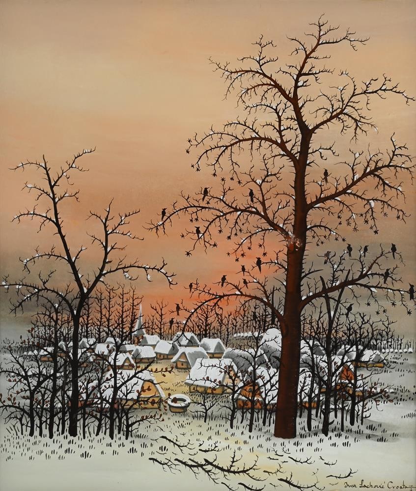 λ IVAN LACKOVIC CROATA (CROATIAN 1932-2004), VILLAGE THROUGH THE TREES - 2