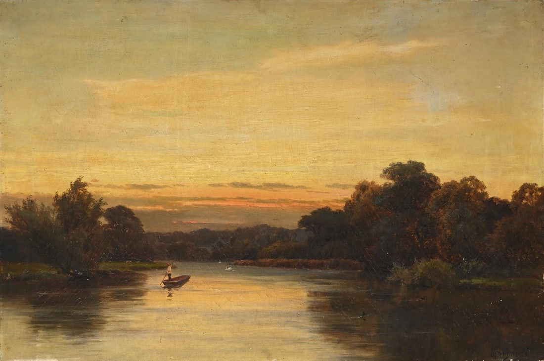 ALFRED DE BREANSKI (BRITISH 1852-1928), SUNSET, LALEHAM ON THAMES - 2