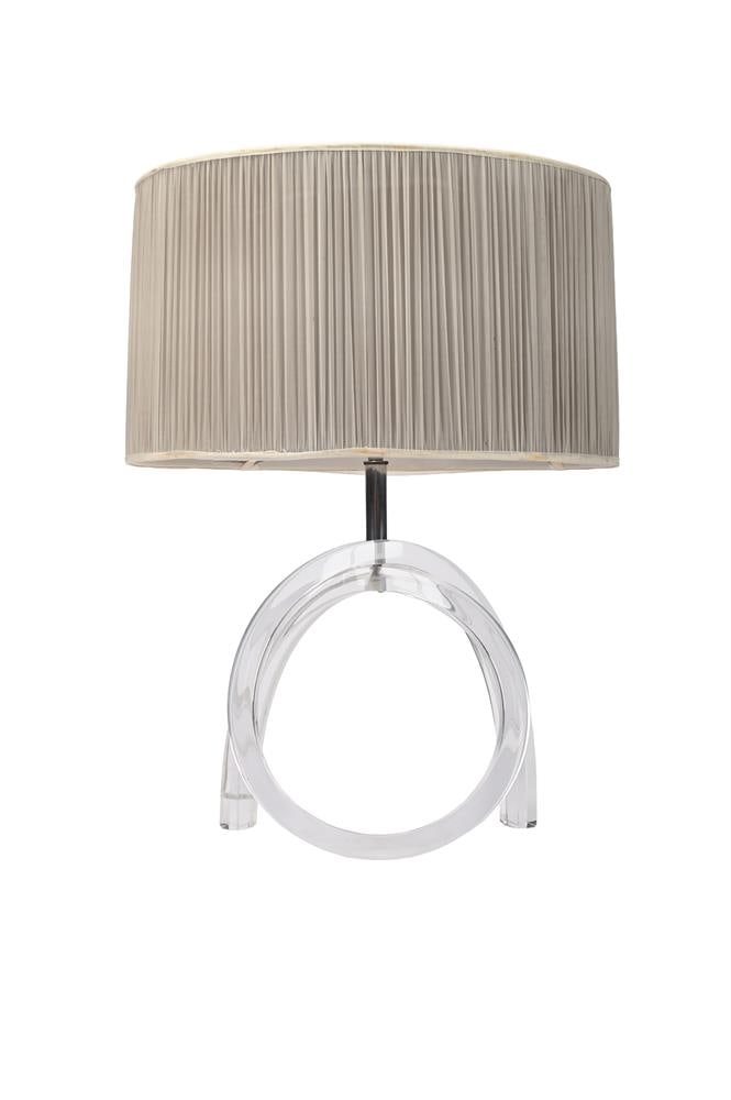 A PERSPEX AND PLEATED SILK TABLE LAMP, MODERN (1 of 1)