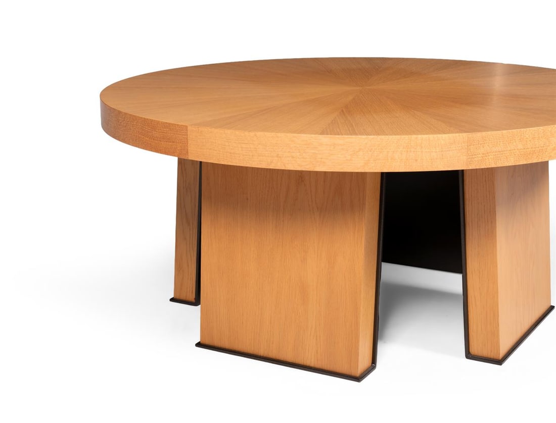 AN ASH CIRCULAR COFFEE TABLE, MODERN - 3