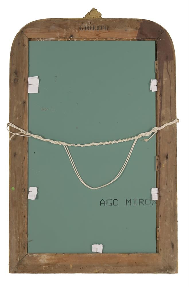 A MOULDED GESSO AND PARCEL GILT WALL MIRROR, FRENCH OR ITALIAN, PROBABLY LATE 19TH CENTURY - 2