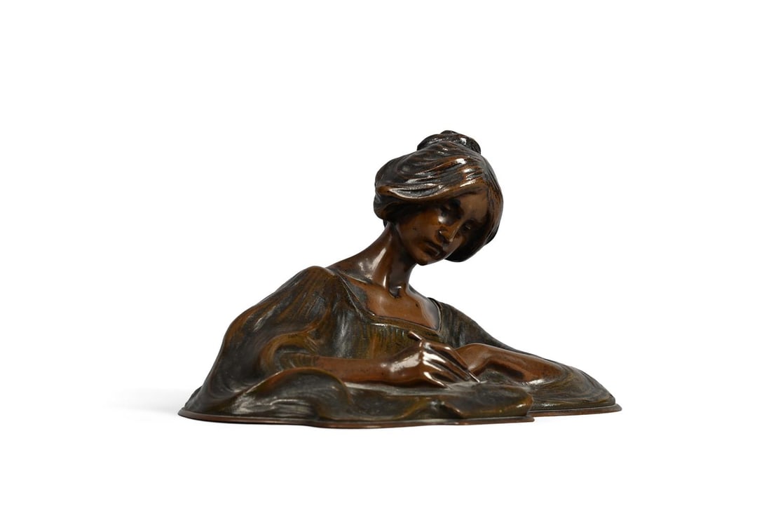 FRANZ GRUBER (AUSTRIAN, 1878-1945), A BRONZE BUST OF A LADY, ALONG WITH A SELECTION OF MARBLE EGGS - 3