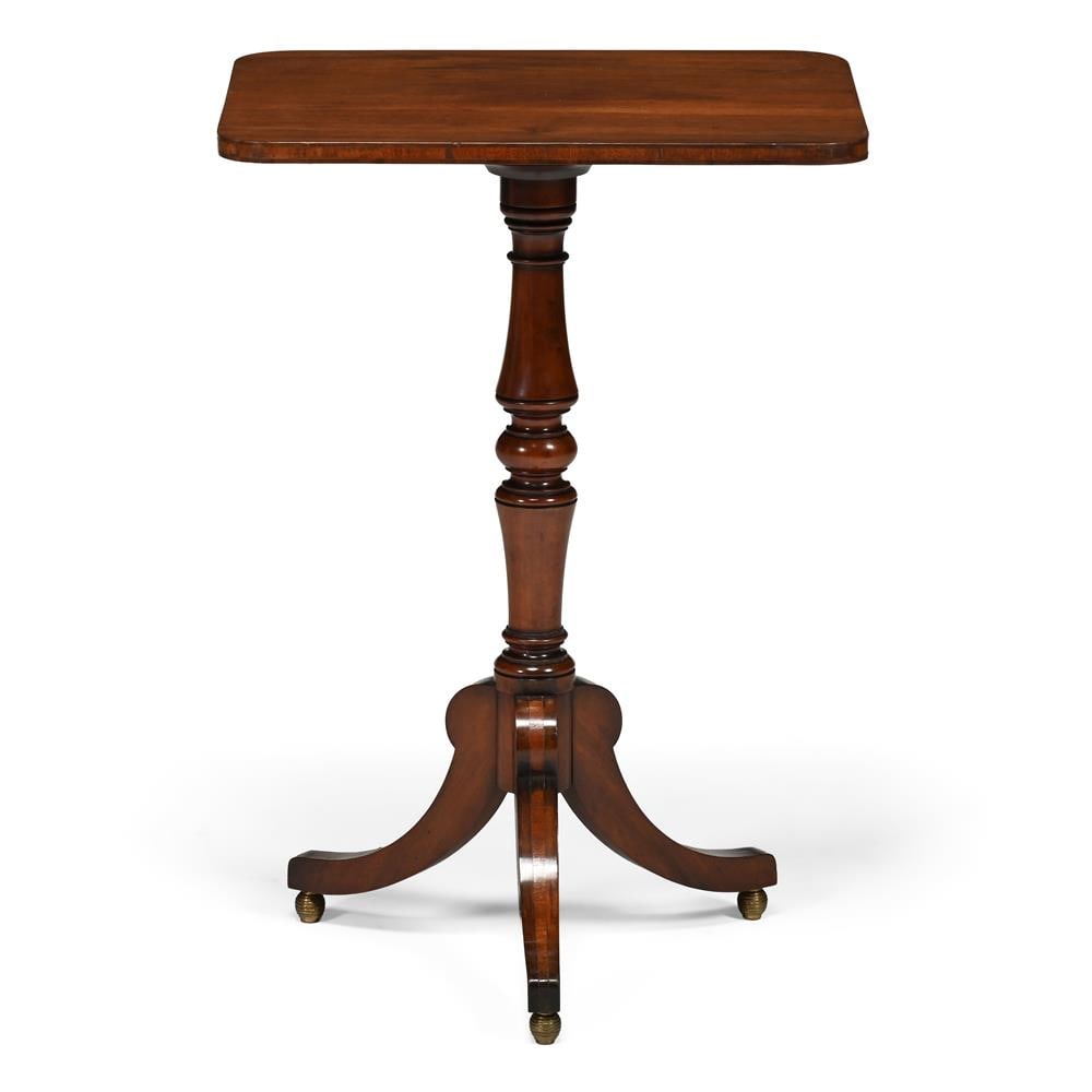 Y A REGENCY FIGURED MAHOGANY NORTH COUNTRY PILLAR TRIPOD TABLE, CIRCA 1820 - 2
