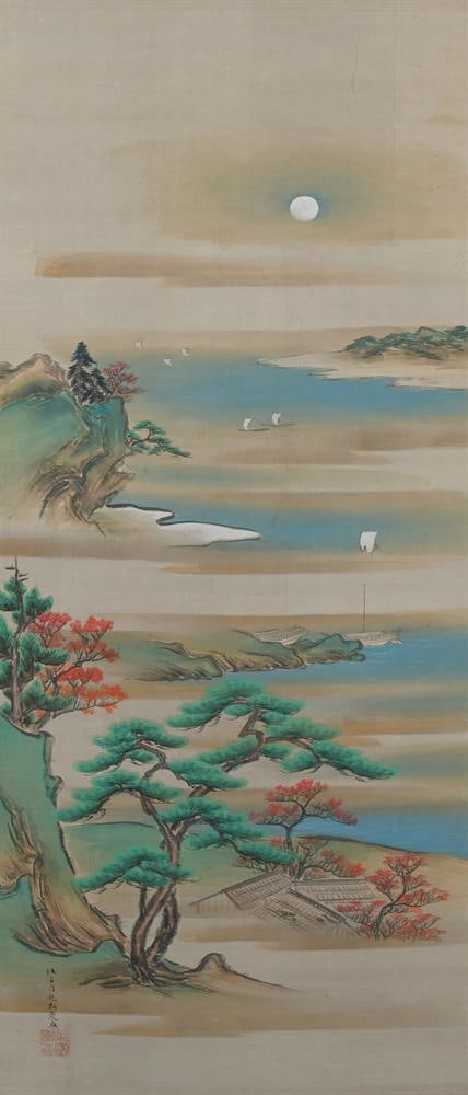 A JAPANESE FRAMED SCROLL, LATE 19TH TO EARLY 20TH CENTURY, ALONG WITH TWO OTHER SCROLLS - 2