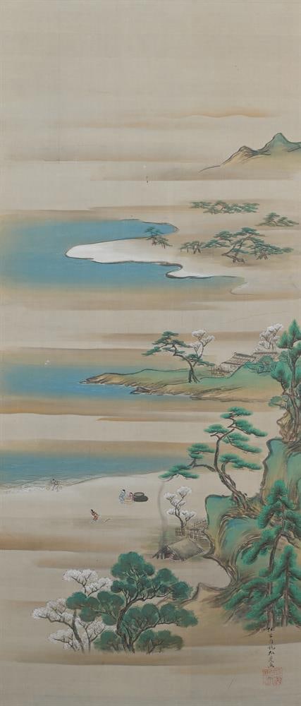 A JAPANESE FRAMED SCROLL, LATE 19TH TO EARLY 20TH CENTURY, ALONG WITH TWO OTHER SCROLLS - 3
