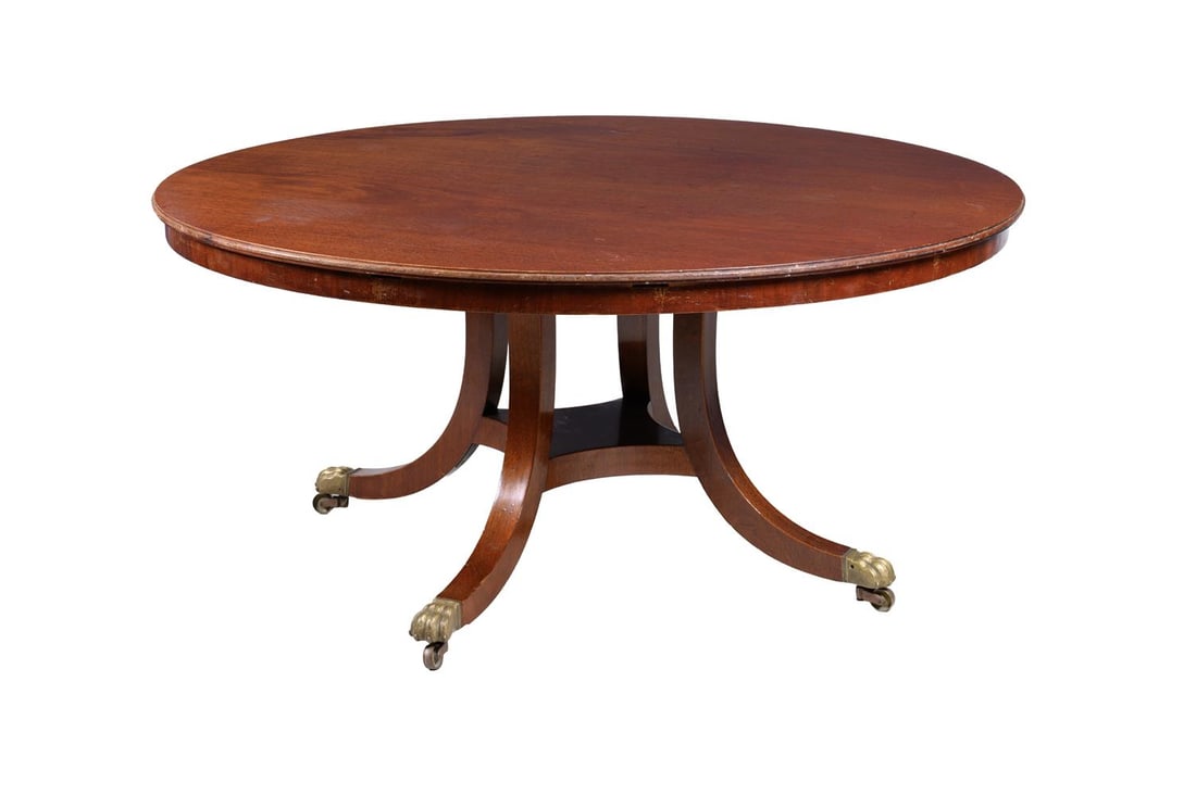 A WILLIAM TILLMAN MAHOGANY CONCENTRIC EXTENDING CIRCULAR TABLE, LAST QUARTER 20TH CENTURY - 2