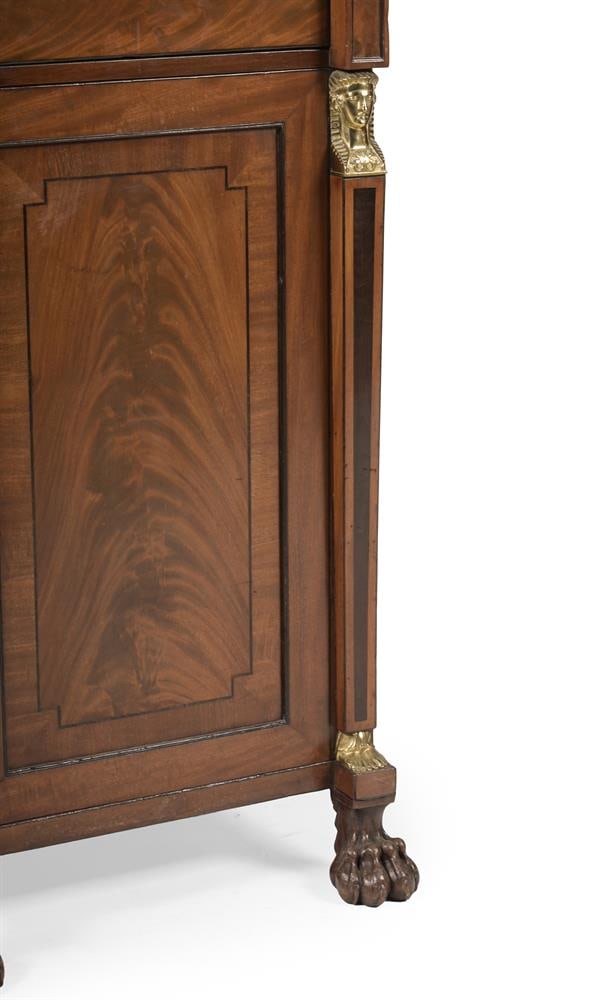Y A PAIR OF FIGURED MAHOGANY, EBONY AND CHEQUER BANDED CUPBOARDS, CIRCA 1815 AND LATER - 4