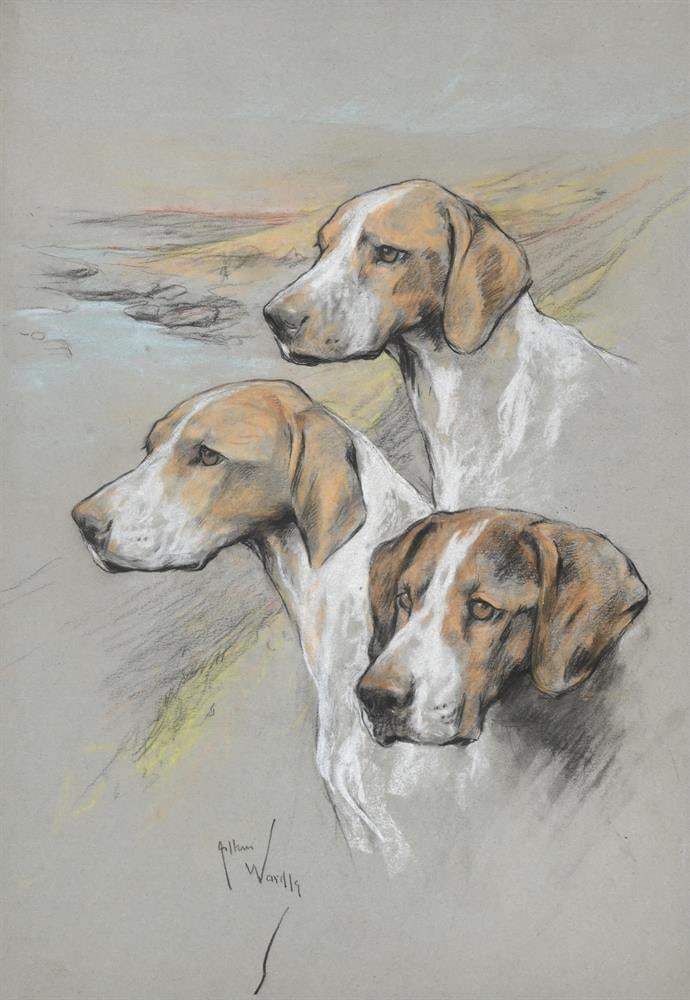 ARTHUR WARDLE (BRITISH 1864-1949), THREE HOUNDS - 2