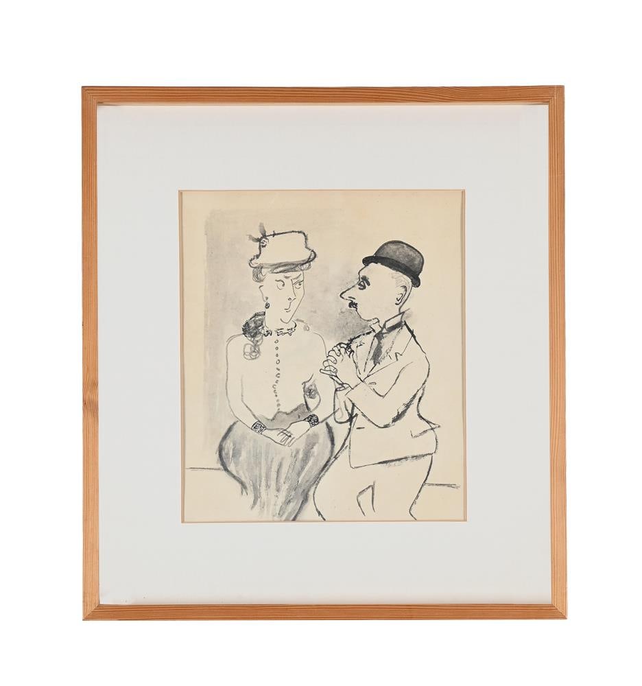 λ STELLA STEYN (IRISH 1907-1987), FRAUD IN THE GUISE OF LOVE: λ STELLA STEYN (IRISH 1907-1987) FRAUD IN THE GUISE OF LOVE Pencil and ink Studio stamp verso (according to back label) 27 x 23cm (10½ x 9in.) Executed circa 1928 Provenance: Belgrave