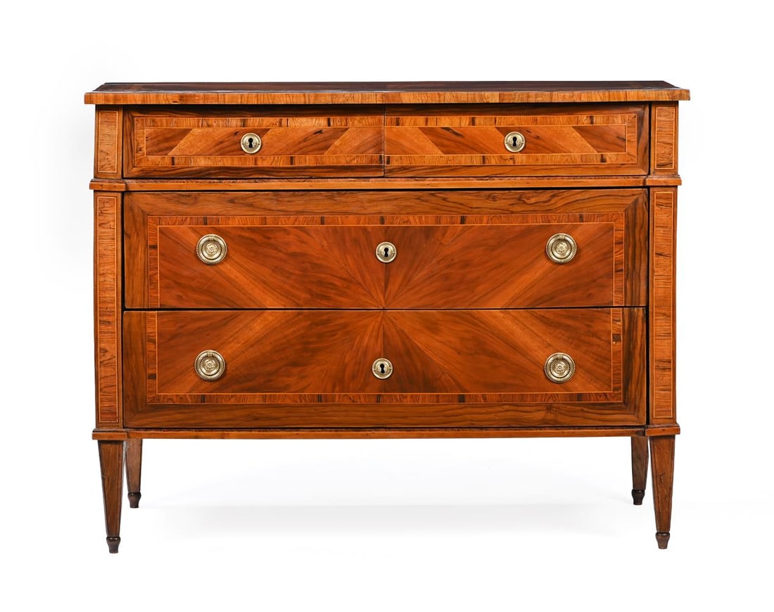 Y A WALNUT, KINGWOOD AND OLIVEWOOD COMMODE, NORTHERN ITALIAN, LAST QUARTER 18TH CENTURY (1 of 3)