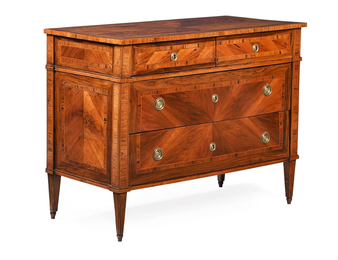 Y A WALNUT, KINGWOOD AND OLIVEWOOD COMMODE, NORTHERN ITALIAN, LAST QUARTER 18TH CENTURY - 2