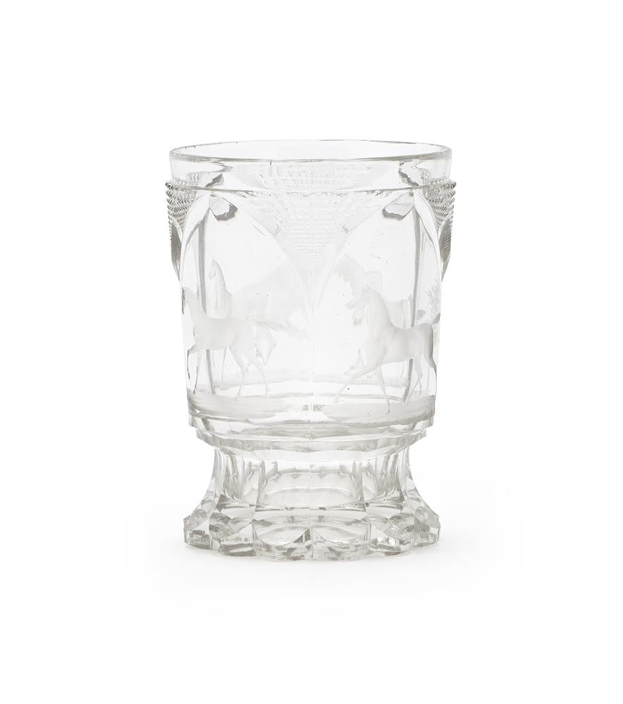 A BOHEMIAN CLEAR AND CUT-GLASS BEAKER OF EQUESTRIAN INTEREST, CIRCA 1860 - 3