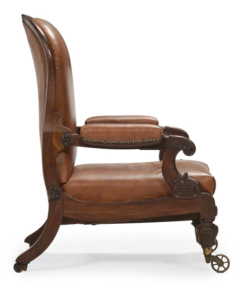 A WILLIAM IV MAHOGANY RECLINING LIBRARY ARMCHAIR, CIRCA 1830 - 4