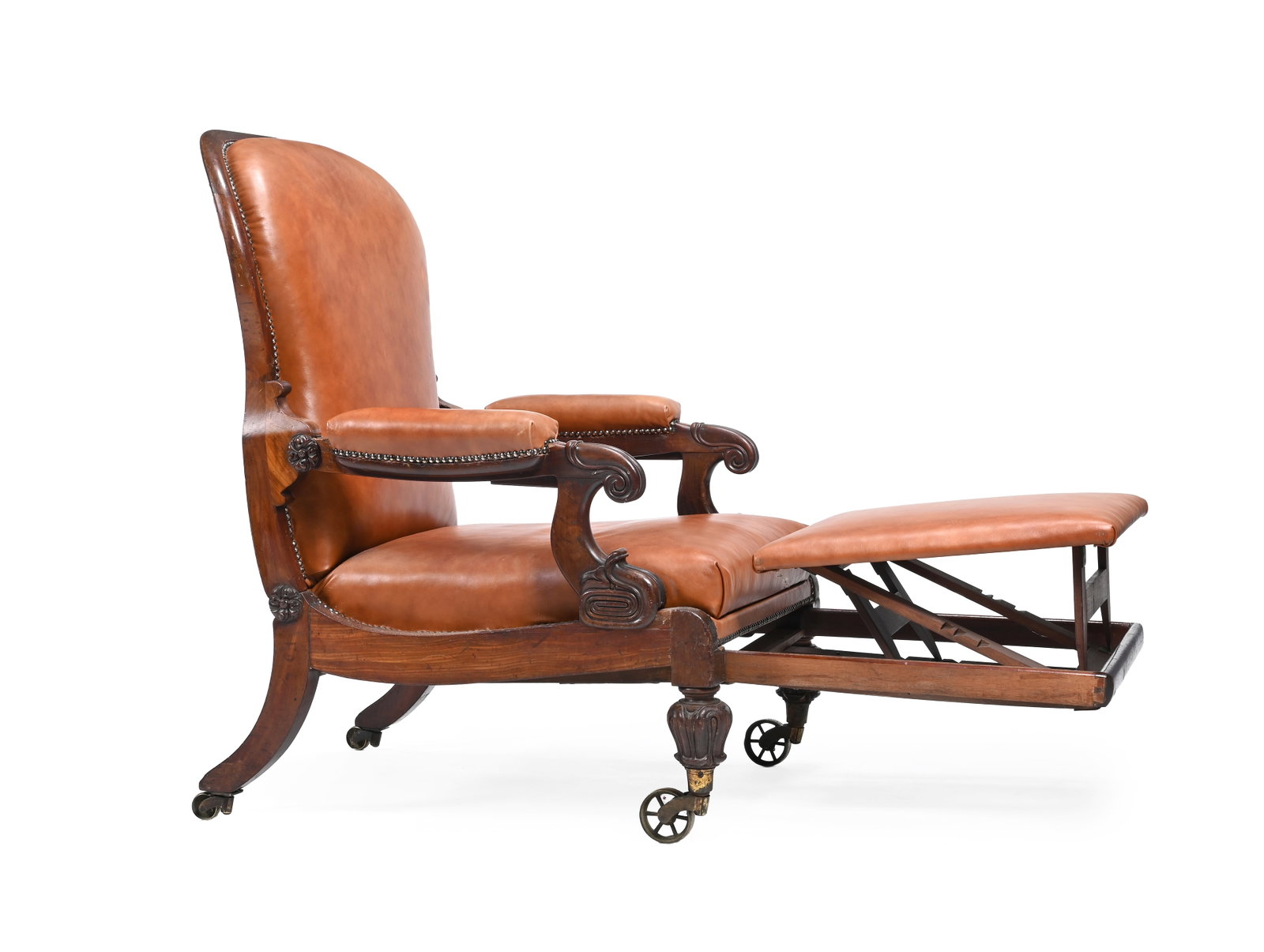 A WILLIAM IV MAHOGANY RECLINING LIBRARY ARMCHAIR, CIRCA 1830 - 5