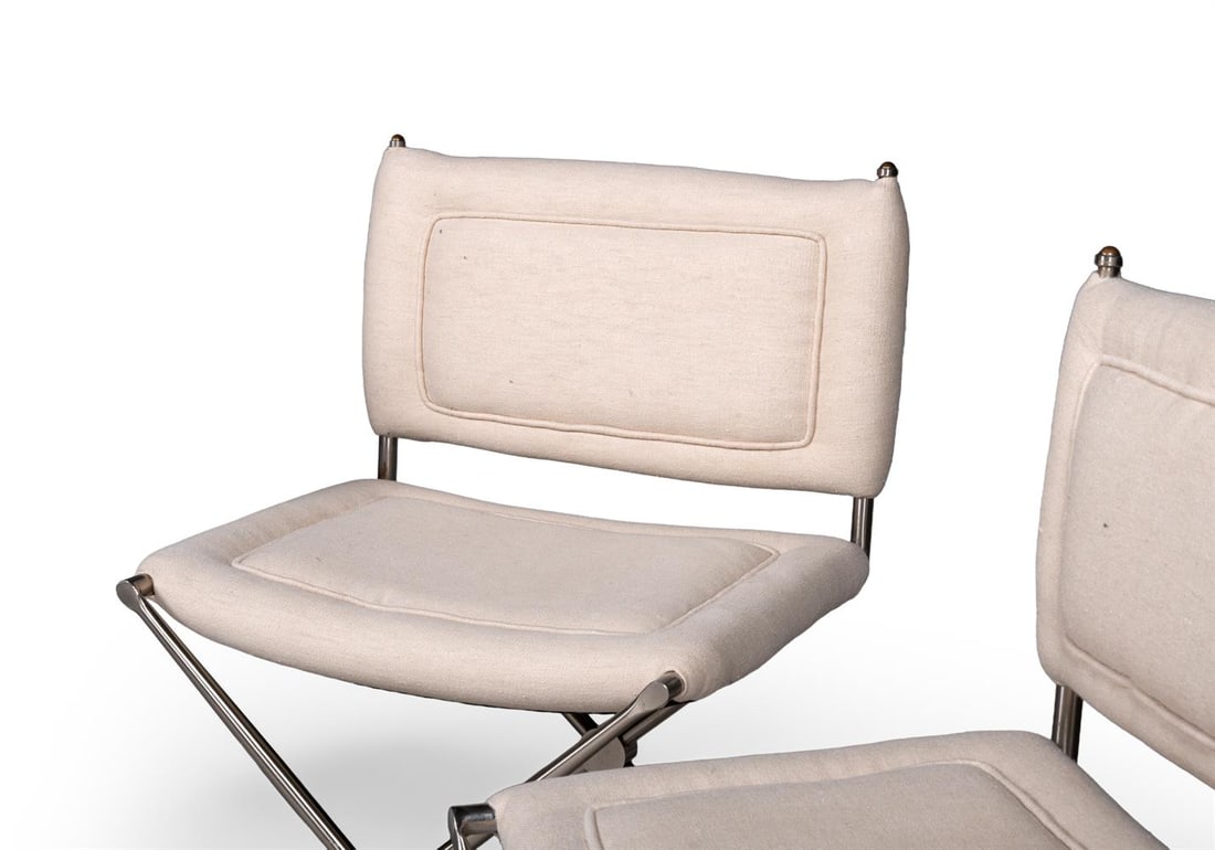 STYLE OF MAISON JANSEN, TWO PAIRS OF X-FRAME CHAIRS, CIRCA 1970s - 2