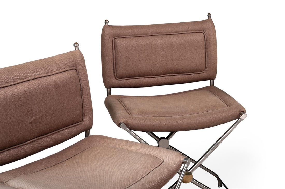 STYLE OF MAISON JANSEN, TWO PAIRS OF X-FRAME CHAIRS, CIRCA 1970s - 3