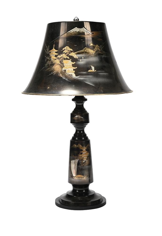 A PAIR OF JAPANESE KOMAI TABLE LAMPS AND MATCHING SHADES, CIRCA 1960 - 2