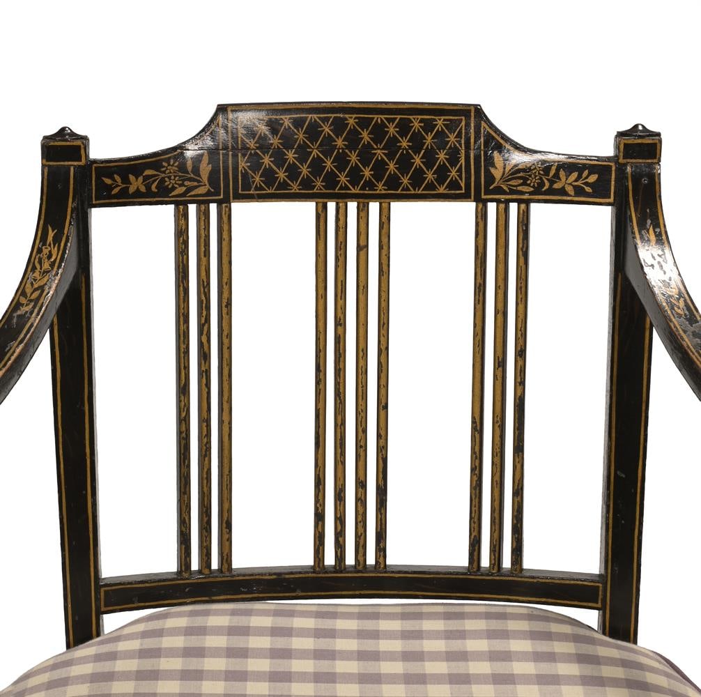A PAIR OF REGENCY EBONISED AND PARCEL GILT OPEN ARMCHAIRS, FIRST QUARTER 19TH CENTURY - 5