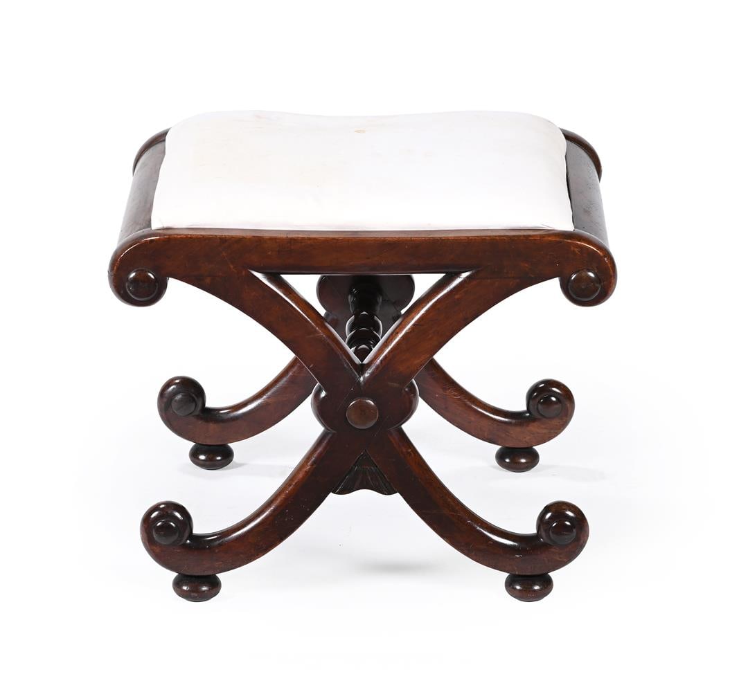 A REGENCY MAHOGANY 'X' FRAME STOOL, ATTRIBUTED TO GILLOWS, CIRCA 1820 - 2