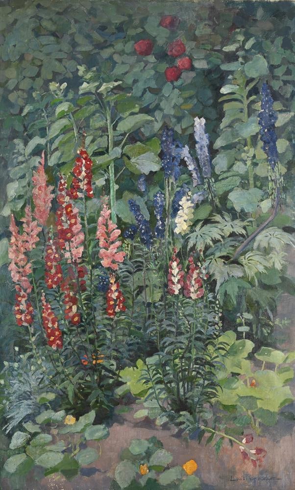 LOUISE RAEMAEKERS (DUTCH 1869-1956) SUMMER FLOWERS, SNAPDRAGONS AND LUPINS - 2