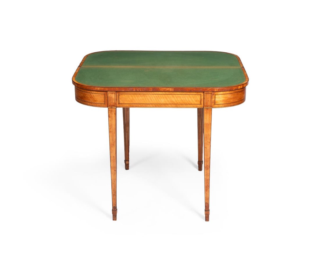 Y A GEORGE III SATINWOOD AND CROSSBANDED CARD TABLE, CIRCA 1800 - 2