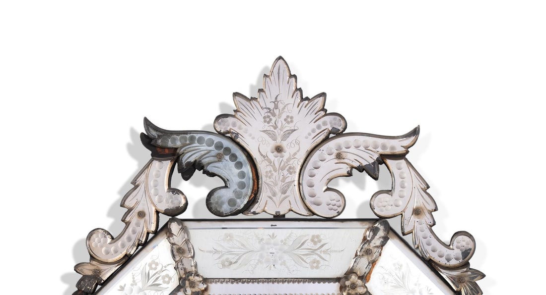 A VENETIAN CUT AND ETCHED GLASS WALL MIRROR, 19TH CENTURY - 2