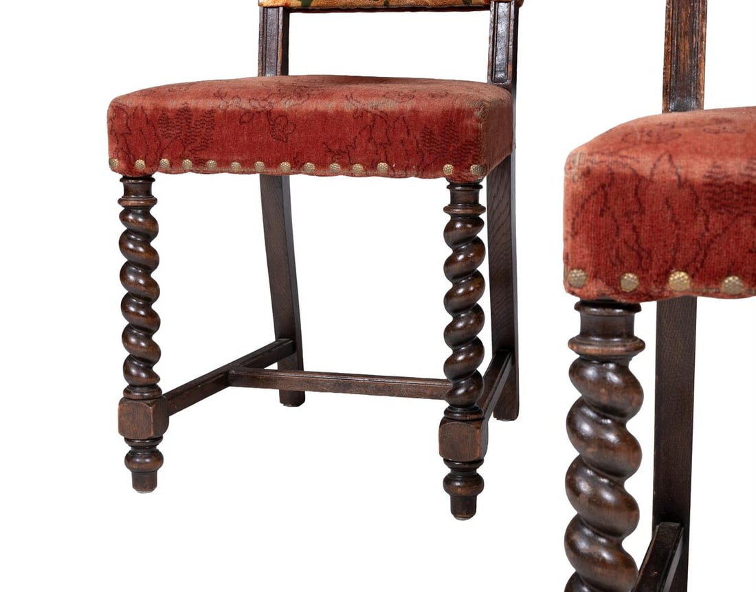A PAIR OF OAK AND UPHOLSTERED SIDE CHAIRS, LAST QUARTER 19TH CENTURY - 3