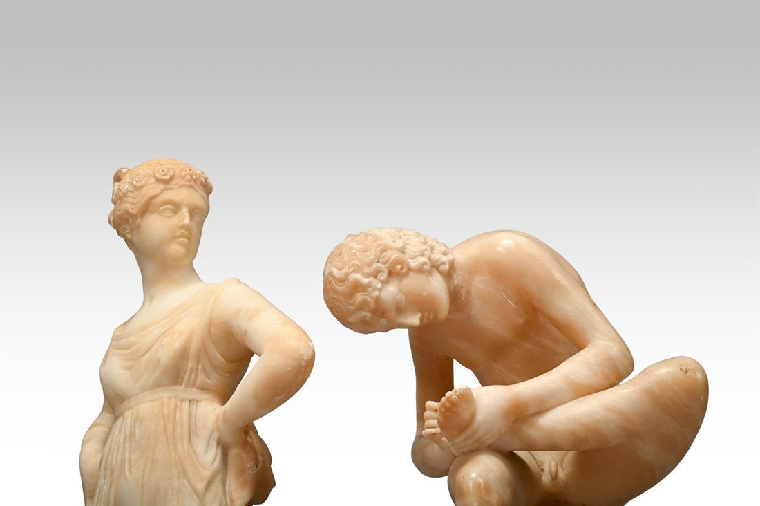 AFTER ANTONIO CANOVA, TWO CARVED ALABASTER GRAND TOUR MODELS, LAST HALF 19TH CENTURY - 2