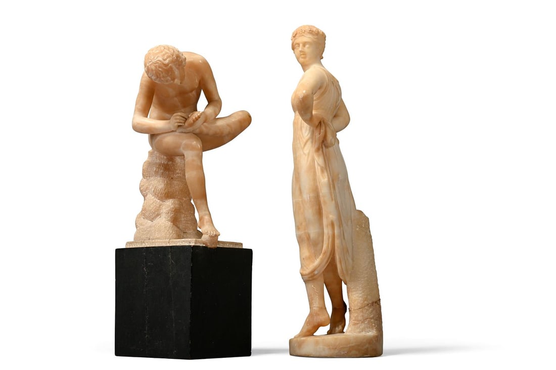 AFTER ANTONIO CANOVA, TWO CARVED ALABASTER GRAND TOUR MODELS, LAST HALF 19TH CENTURY - 3