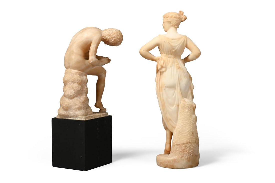 AFTER ANTONIO CANOVA, TWO CARVED ALABASTER GRAND TOUR MODELS, LAST HALF 19TH CENTURY - 4
