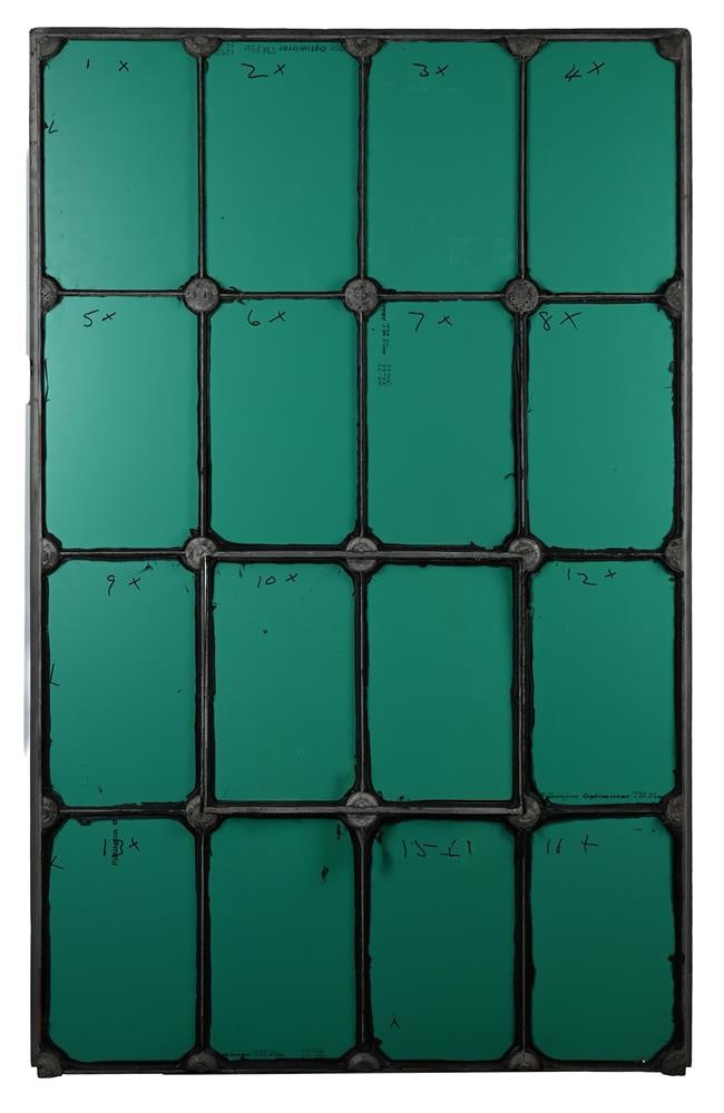 A LARGE 'MILL-WINDOW' WALL MIRROR WITH SILVERED IRON FRAME, 20TH CENTURY - 2