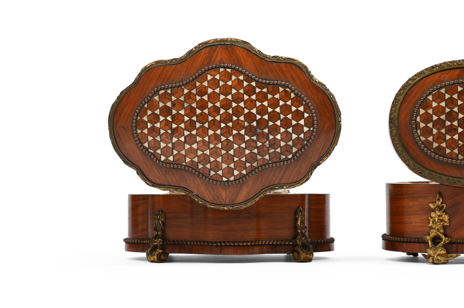 Y A NAPOLEON III KINGWOOD AND INLAID TOILET CASKET, CIRCA 1870, WITH ANOTHER SIMILAR OVAL EXAMPLE - 3