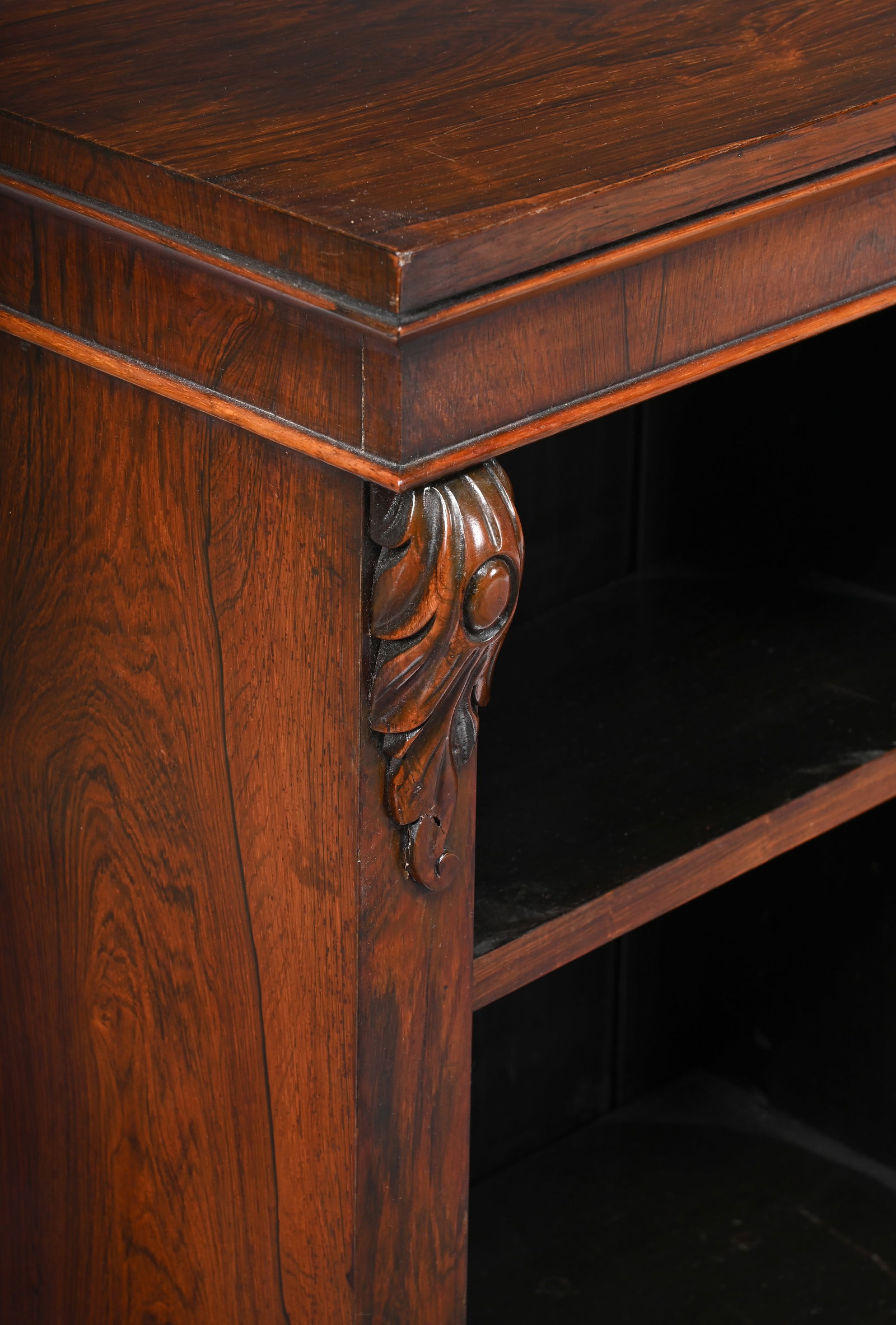 Y A VICTORIAN ROSEWOOD BREAKFRONT OPEN BOOKCASE, CIRCA 1840 - 3
