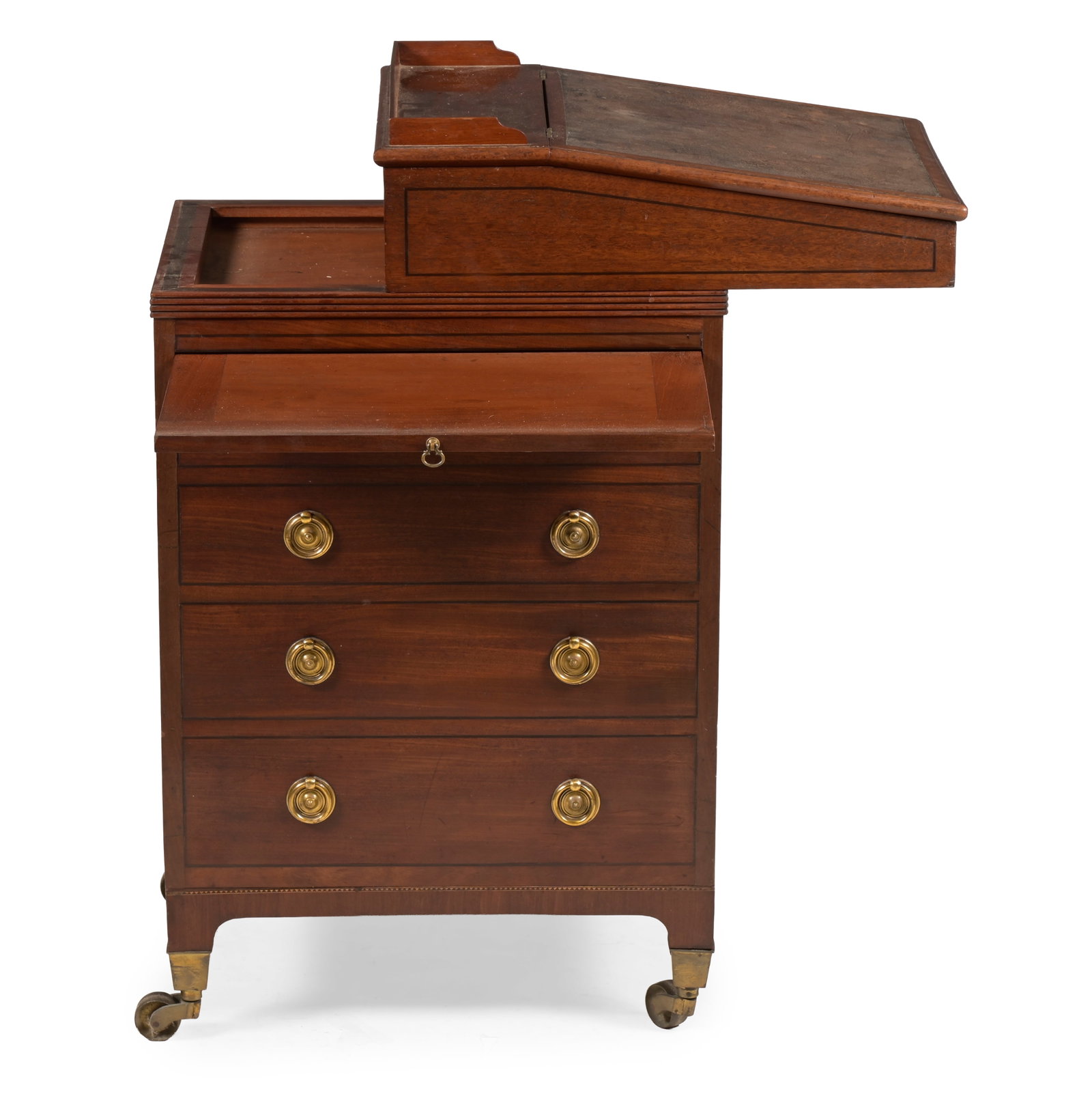 Y A GEORGE IV MAHOGANY AND EBONY INLAID DAVENPORT, CIRCA 1825 - 3