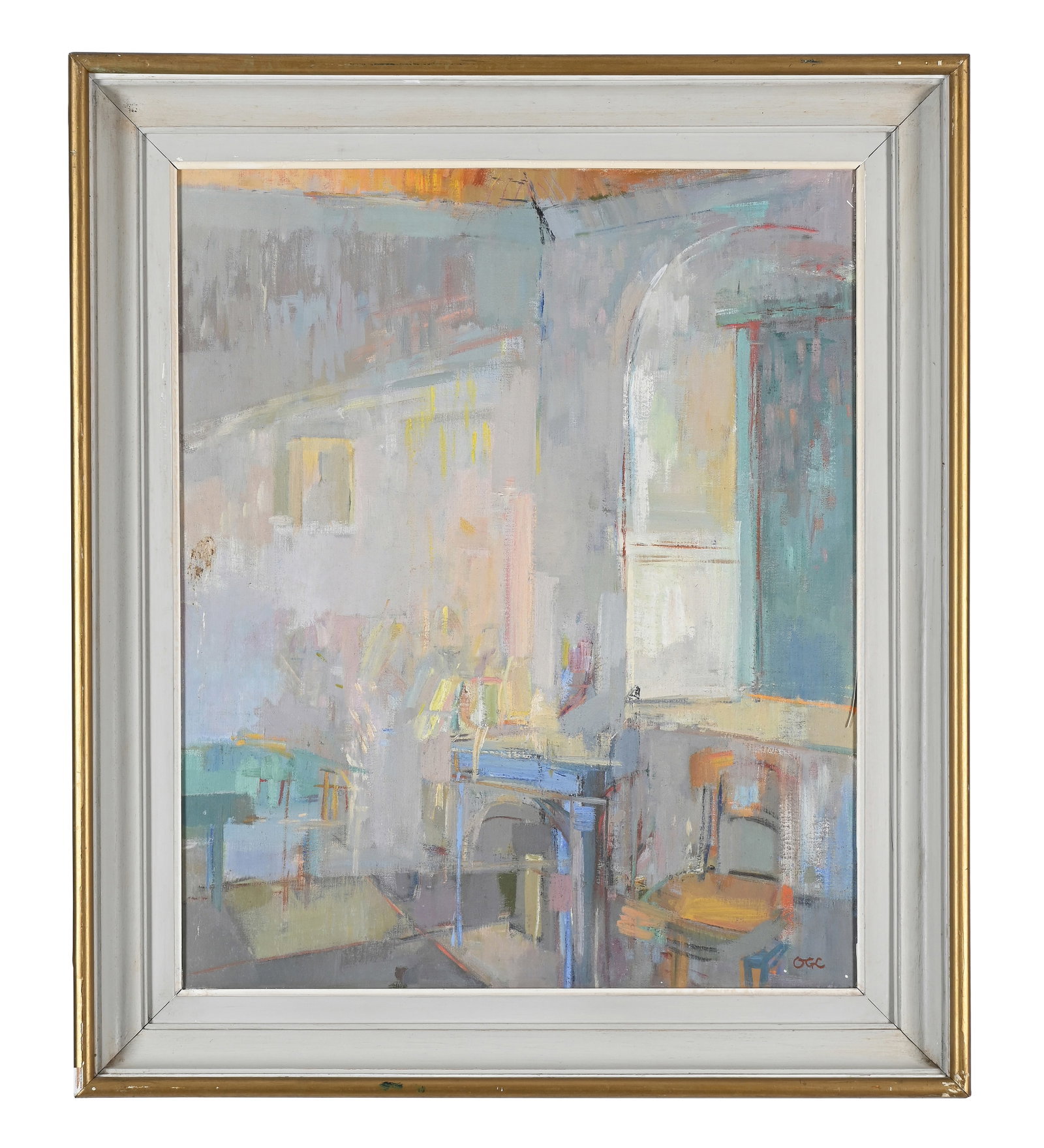 OLIVER CAMPION (1928-2000), STUDIO INTERIOR: OLIVER CAMPION (1928-2000) STUDIO INTERIOR Oil on canvas Signed with initials (lower right) 61 x 50.5cm (24 x 19¾in.) Condition Report: PLEASE NOTE: ALL LOTS ARE LOCATED AT SACKVILLE WEST