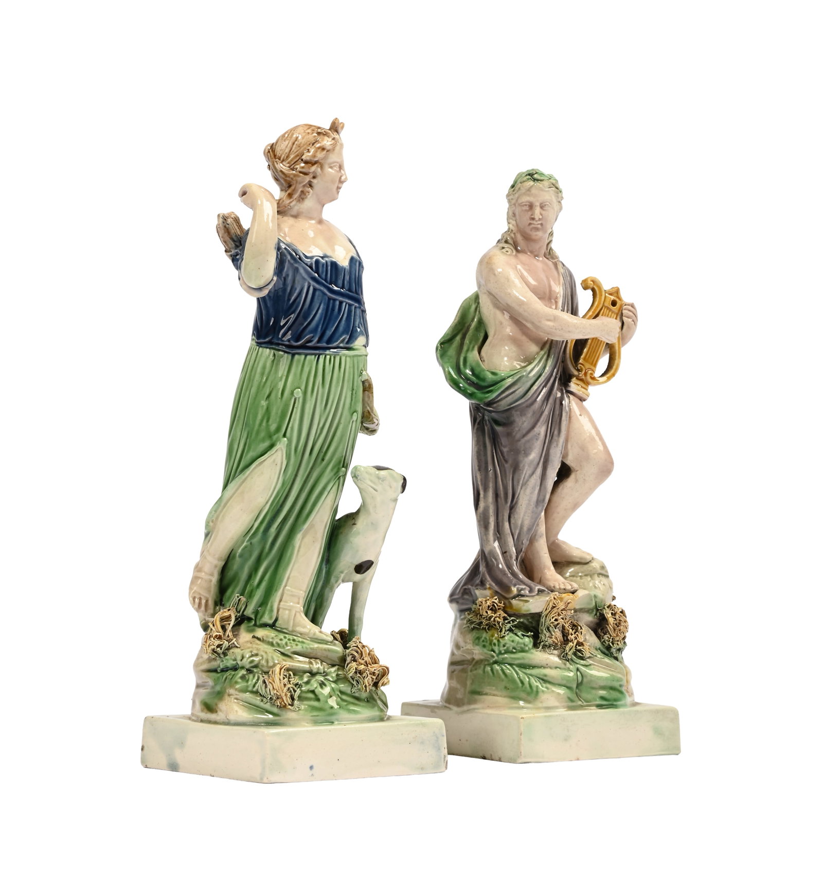 TWO STAFFORDSHIRE CREAMWARE FIGURES OF APOLLO AND DIANA OF RALPH WOOD TYPE, CIRCA 1780 - 2