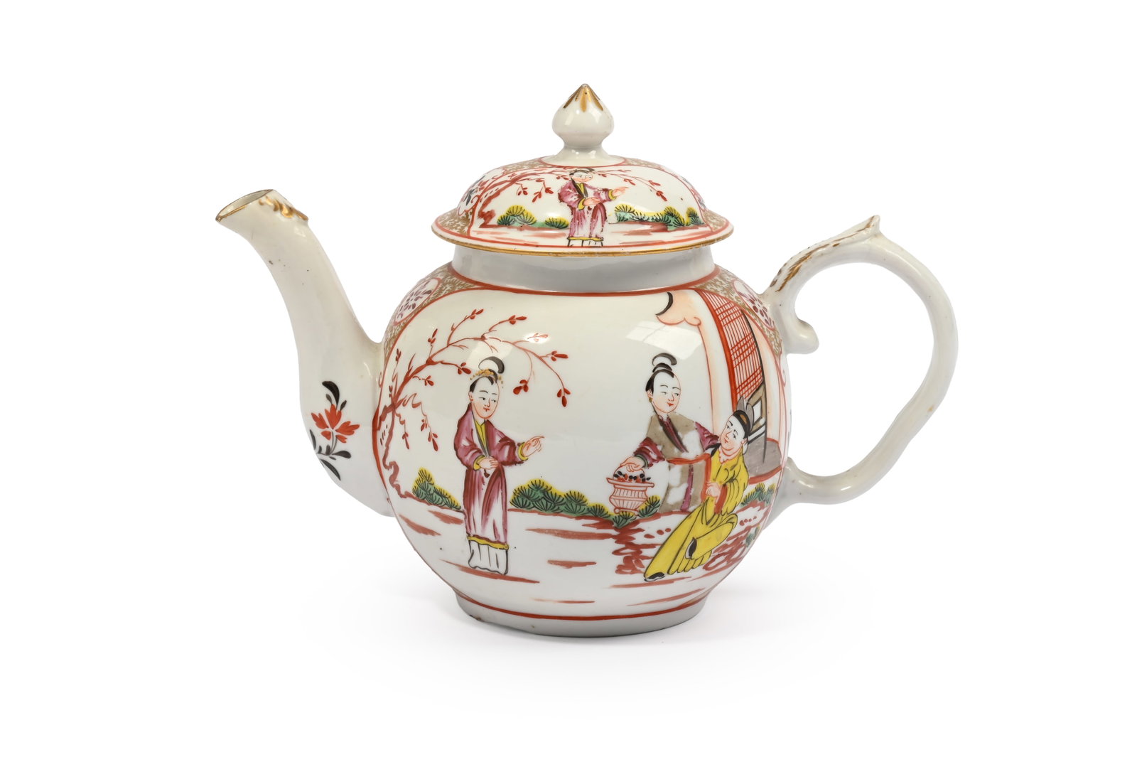 A BRISTOL (CHAMPION) GLOBULAR TEAPOT AND COVER, CIRCA 1780 (1 of 4)