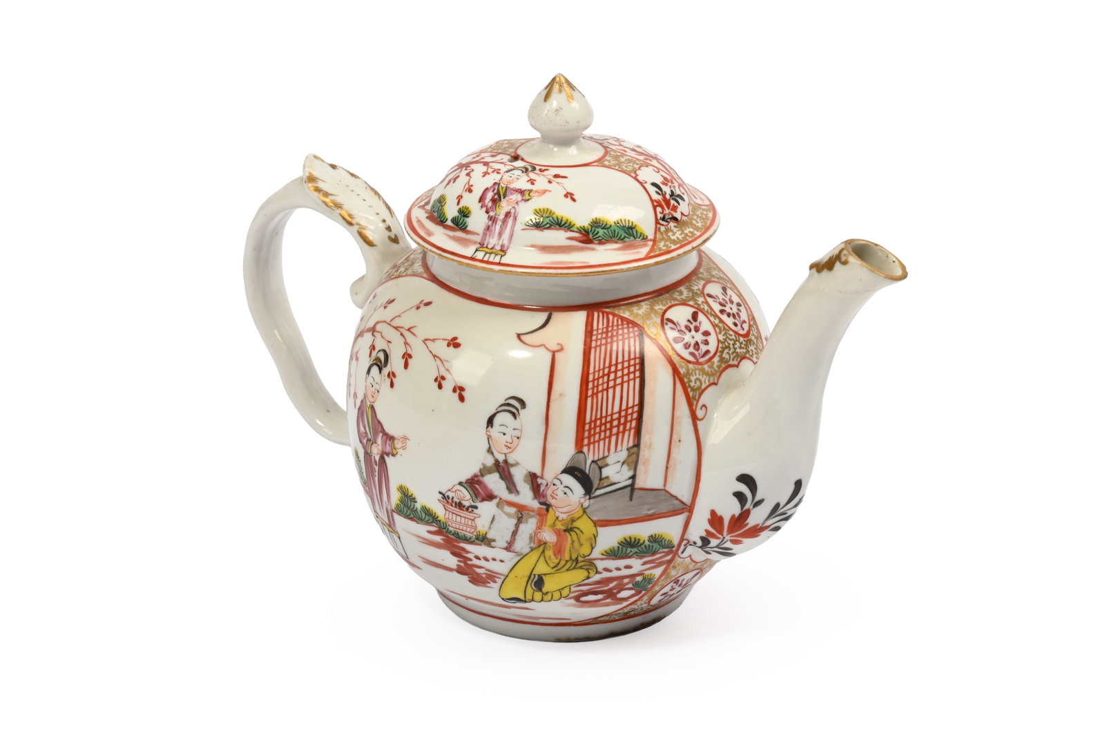 A BRISTOL (CHAMPION) GLOBULAR TEAPOT AND COVER, CIRCA 1780 - 2