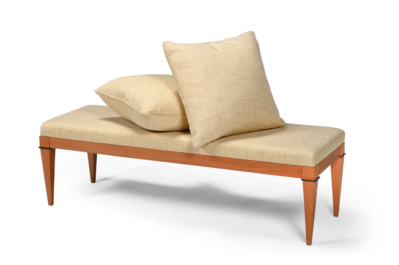 GOSLING LONDON, A MAPLE AND BRONZE MOUNTED FOOTSTOOL, IN THE MANNER OF DAVID LINLEY, MODERN - 3