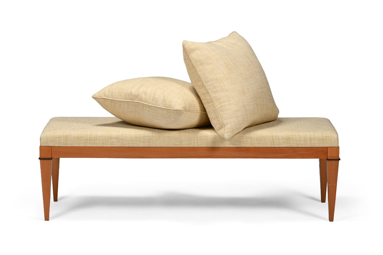 GOSLING LONDON, A MAPLE AND BRONZE MOUNTED FOOTSTOOL, IN THE MANNER OF DAVID LINLEY, MODERN - 4