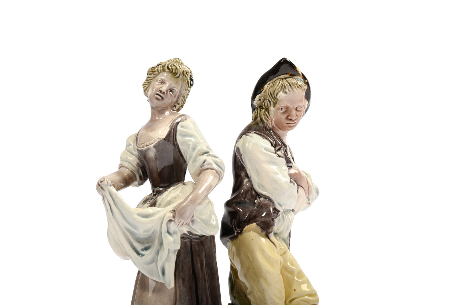 A PAIR OF STAFFORDSHIRE PEARLWARE FIGURES OF CYMON AND IPHIGENIA OF RALPH WOOD TYPE, CIRCA 1780 - 2
